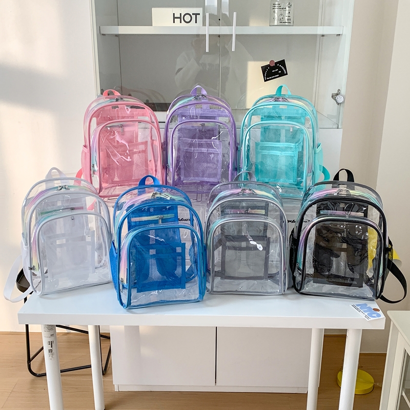 Women Bags For Sale - PVC Transparent Zipper Large Capacity Backpack